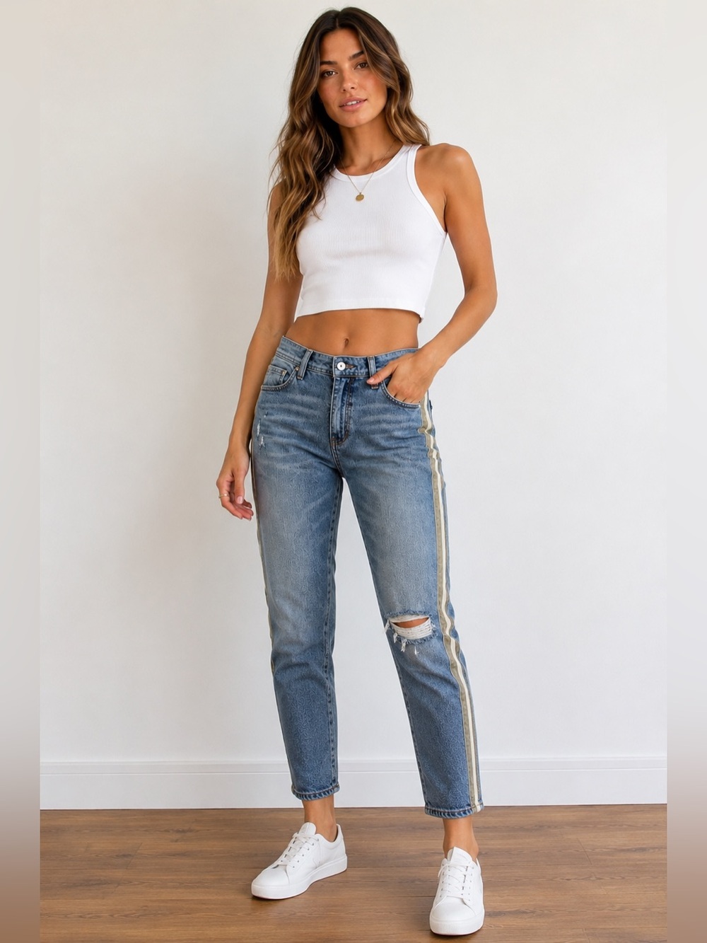 Pilcro and the Letterpress Anthropologie Slim Boyfriend Side Stripe Jeans Womans